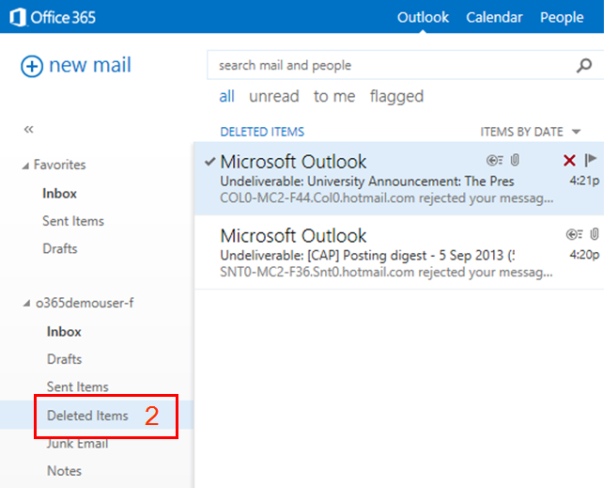 Right-click Deleted Items