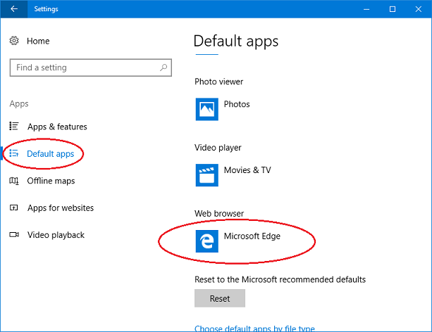 Setting Default Apps