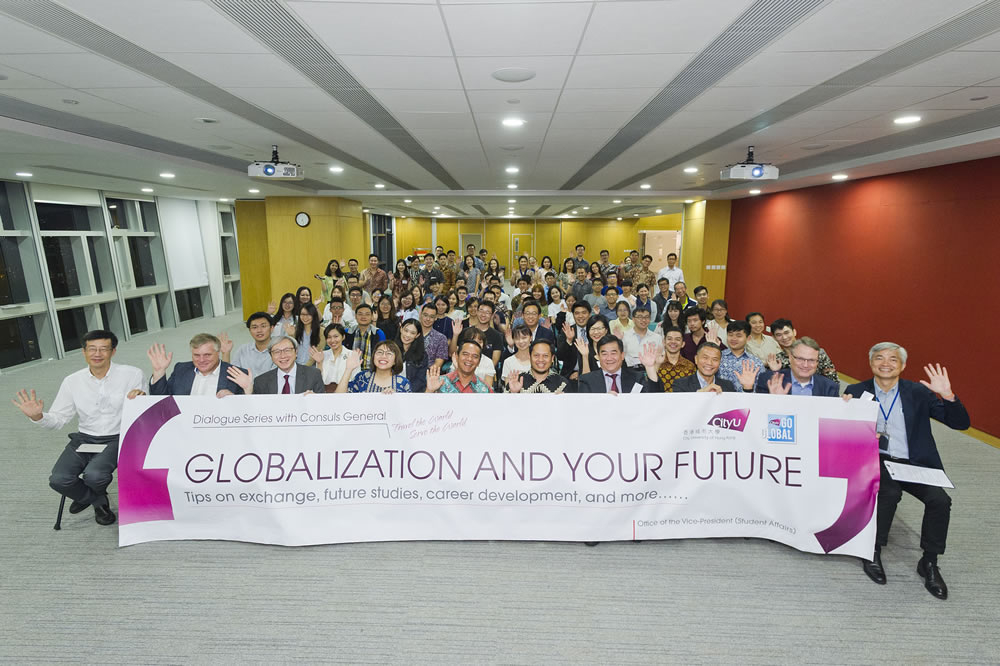 Group photo of (from left) Ms. Helen LAM, Professor Richard YUEN, Professor Mark THOMPSON, Professor Alex JEN, Professor Way KUO, Mr. Tri THARYAT, Professor Horace IP, Professor Geraint HOWELLS, Dr Ron KWOK, Mr. SHOLAHUDIN, Ms. Vania LIJAYA and Dr. David CHENG.